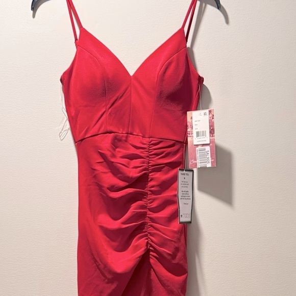 Emerald Sundae Long Maxi High Slit Juniors' Ruched Side-Slit Slim dress Gown XXS - Picture 4 of 10